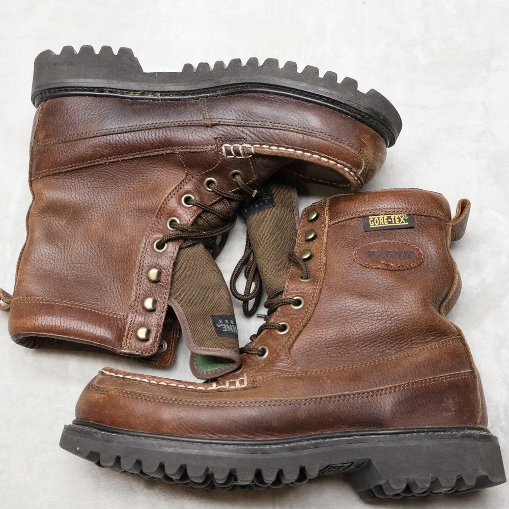 Wolverine Mens 11 Boots Brown Gore-Tex Moc Toe Lug Sole Work Logger Waterproof